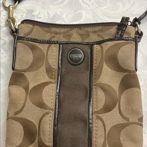 Coach Signature Brown and Tan Shoulder Bag